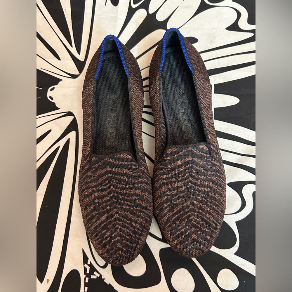 Rothy's “Twilight Metallic “ Brown & Black zebra Knit Flats size 6.5 - Picture 3 of 10